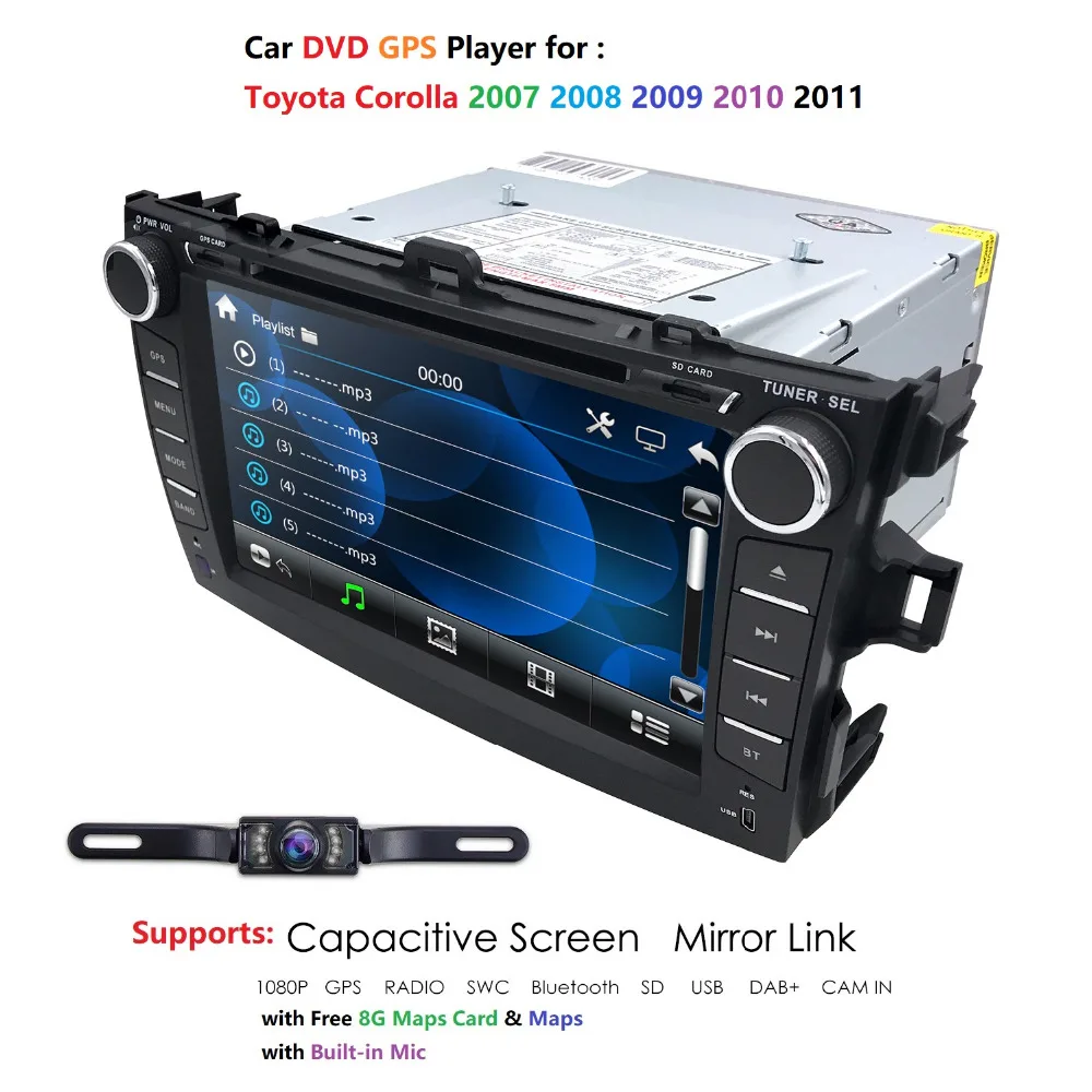 2Din автомобильный DVD плеер для Toyota corolla 2007 2008 2009 2010 2011 радио рекордер Автомобильный