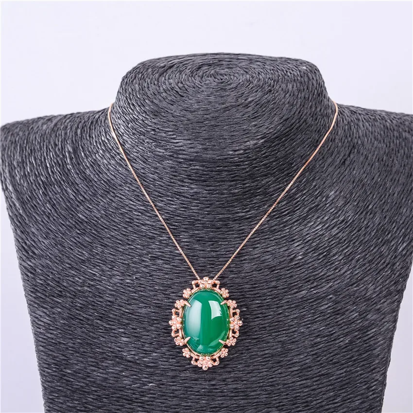 Ожерелье из халцедона с камнями Almei 16ct зеленые овальные круглые подвески для шеи