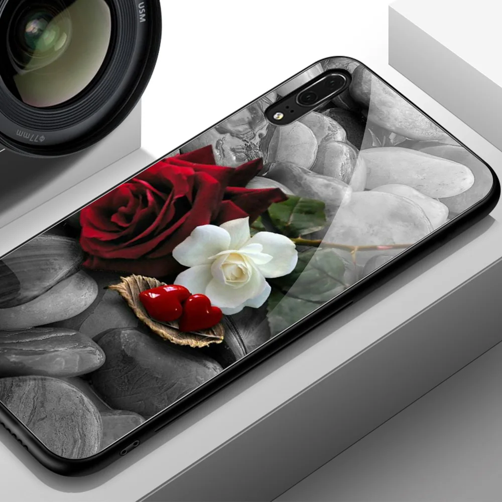 Чехол Finder для huawei mate 9, чехол, красная роза, Цветочный, закаленное стекло, чехол для huawei mate 9 10 Pro P10 P20 Honor V9 V10 Play Nova 3e