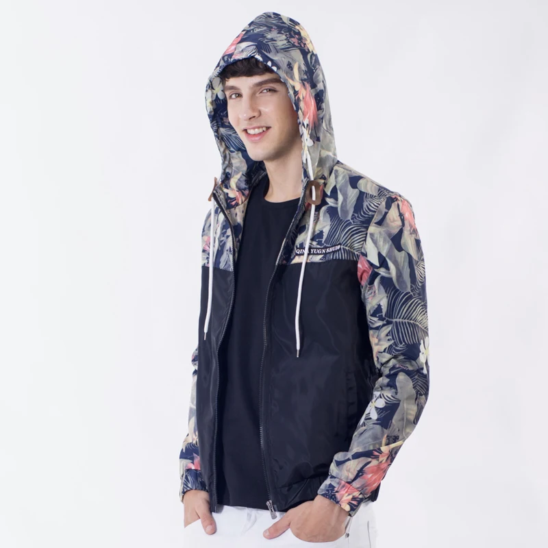 Mecebom цветочный Курточка бомбер Для мужчин бедра цветы пилот пальто куртка с