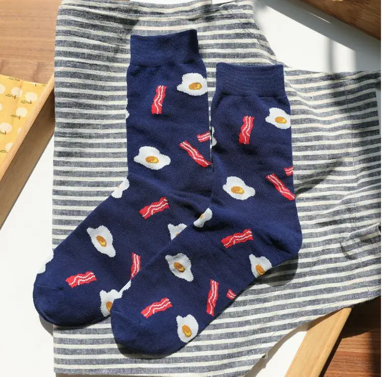 

Cute Women Beer Banana Eggs Hot Dog Cartoon Combed Cotton Socks