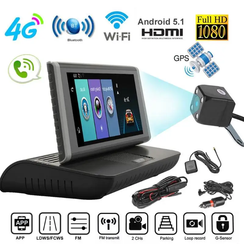 Phisung E02 " приборной панели портативный автомобильный DVR видеорегистратор 4G, Wi-Fi, андроид полный высокой четкости 1080P gps навигации регистратор видео Регистраторы монитор