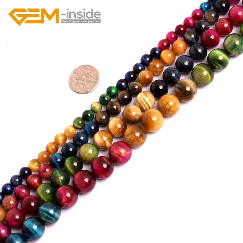 

6mm 8mm 10mm Assorted Multi Colors Round Tiger Eye Gem Stones Beads For Jewelry Making Beads DIY 15" Strand Bulk Wholesale