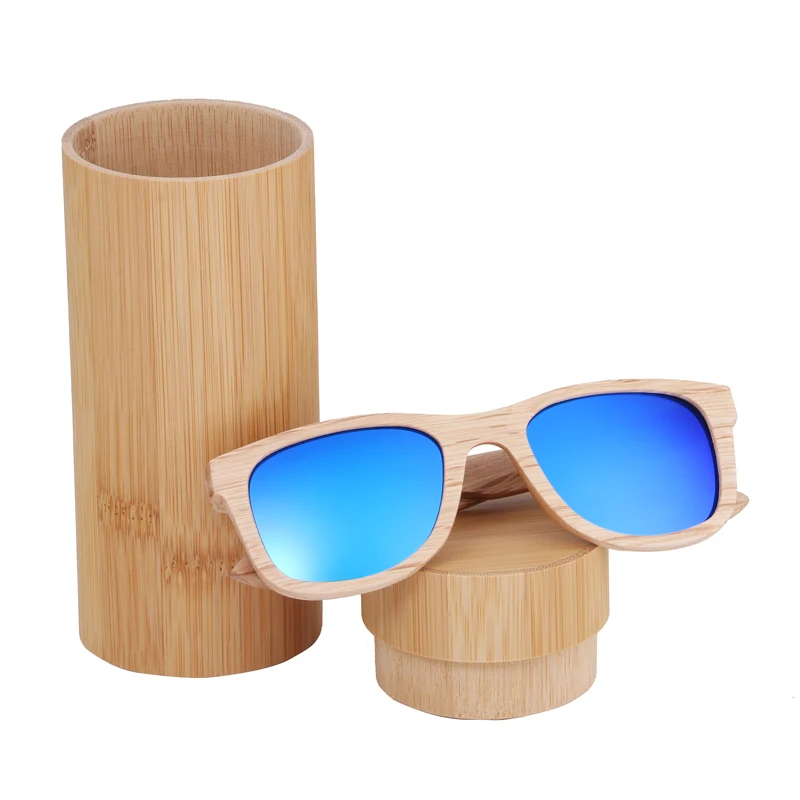 blue lens with case BerWer модные деревянные солнцезащитные очки мужские и женские деревянные солнцезащитные очки бамбуковые солнцезащитные очки es бамбуковые очки деревянные стекла es - Цвет линз: blue lens with case