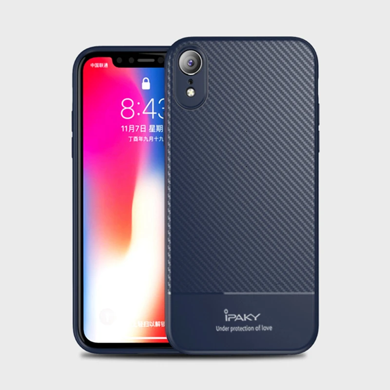 IPAKY противоударный силиконовый чехол из углеродного волокна для Iphone XS X Max XR