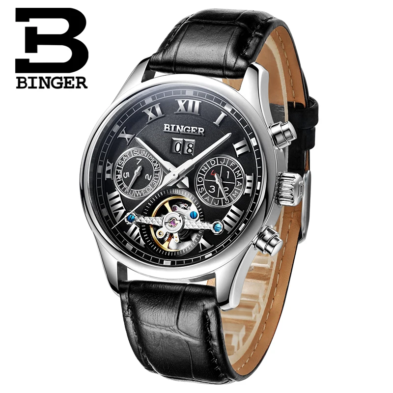 

Switzerland BINGER men's watch luxury brand Tourbillon sapphire luminous multiple functions Mechanical Wristwatches B8602-5