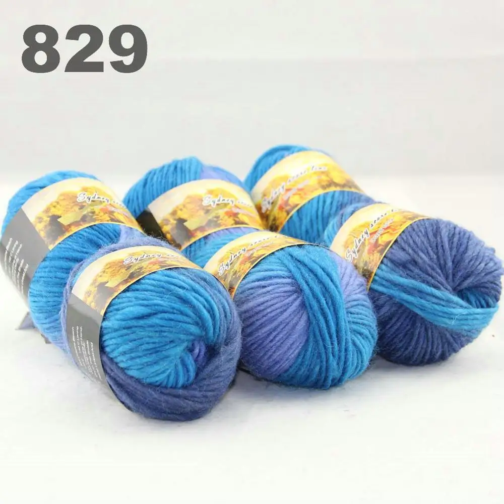 829 Navy Blue 6x50gr Skeins новая массивная ручная крупная вязка забивает шерстяную пряжу 522-пряжа - Цвет: 829 Navy Blue