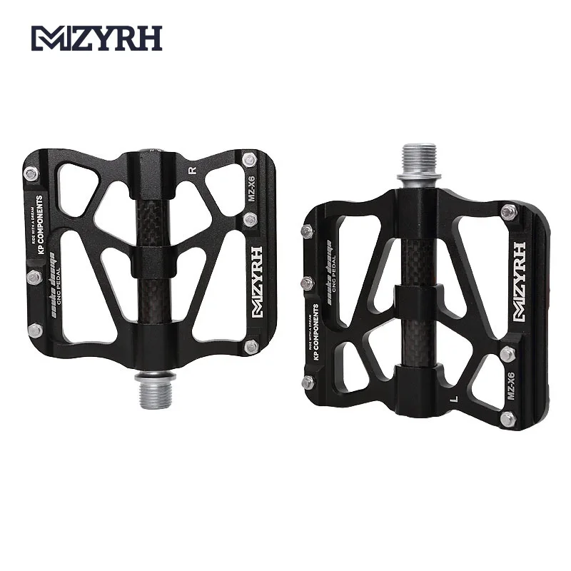 MZYRH X6 горный велосипед педали алюминиевый сплав 3 герметичные подшипники педали MTB велосипед углеродное волокно Большой протектор педали для велосипеда запчасти - Цвет: black
