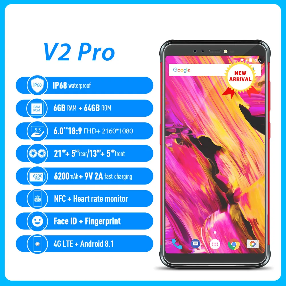 Vernee V2 Pro Android 8 1 мобильный телефон 5 99 ''MT6763 Восьмиядерный 6G Оперативная память 64G
