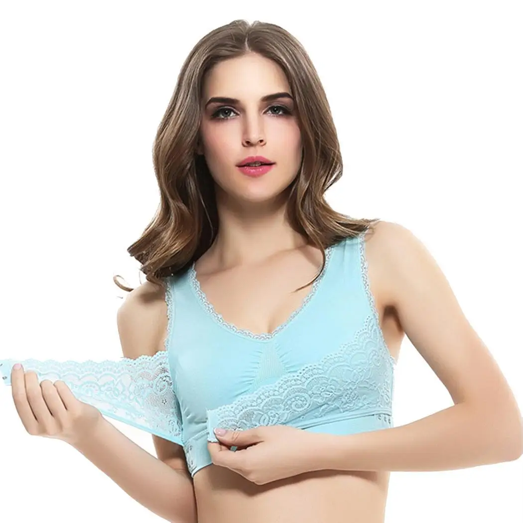 Женский бюстгальтер без рукавов с v-образным вырезом и кружевной вставкой для