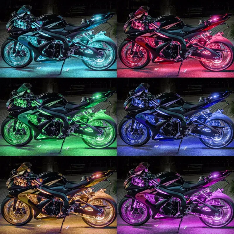 12 шт. светодиодный светильник для мотоцикла набор полосок атмосферный rgb