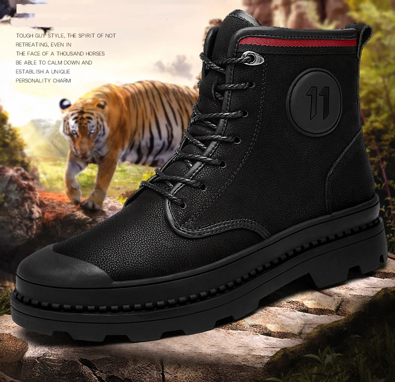 OZERSK New Hot Sale Men Work Shoes Autumn Genuine Leather Lace Up Boots Vintage Style Men Ankle Boots Luxury Casual Boots