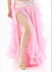 pink skirt Живота Танцы костюм шифон 2 по бокам разрезы длинная юбка уха юбка с серебристой отделкой для Танцы Профессиональный Танцы одежда SF345 - Цвет: pink skirt