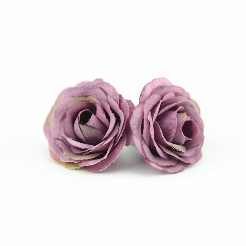 deep purple 10 шт. 2,5 см мини-цветок из ткани с розами, искусственные цветы для свадебной вечеринки, украшения дома, комнаты, свадебные туфли, шляпы, аксессуары, Шелковый цветок - Цвет: deep purple