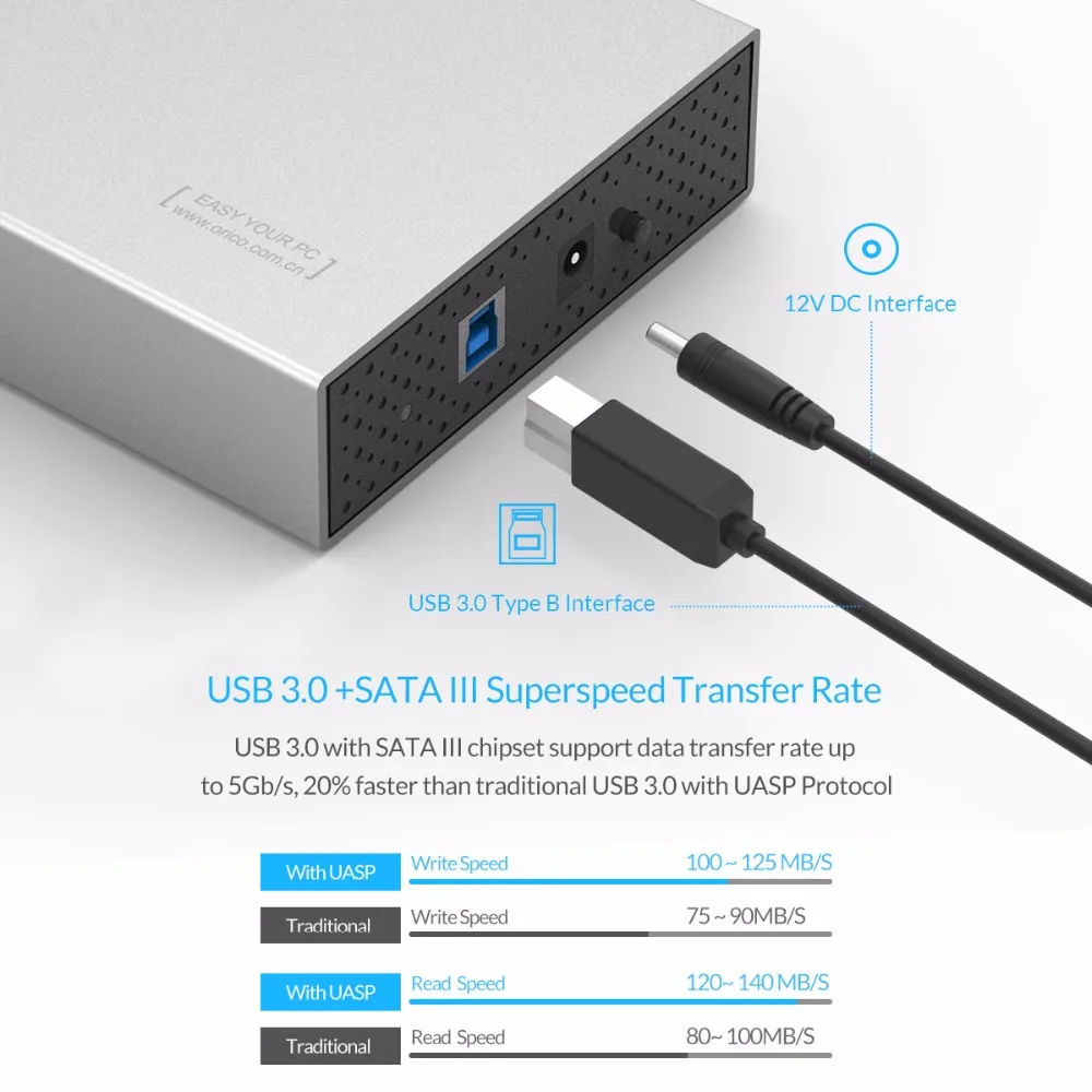 Алюминиевый корпус ORICO 3518S3 SATA 3 0 к USB3.0 Type B 2 5/3 5 дюйма SSD / Sata HDD для хранения (3518S3)|sata