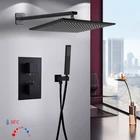 Двухфункциональный Термостатический смеситель для душа, латунный квадратный душ черного цвета с клапаном