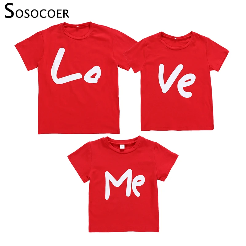 

SOSOCOER Family Matching Clothes Mommy and Me Clothes Family Look T Shirt Matching Outfits Love Me Father Mother Son Kids Summer