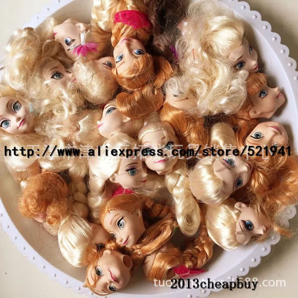 2 шт./лот головы для Эльзы и Анны Головы Куклы головы, Куклы Аксессуары для кукла Барби, принцесса куклы головы DIY игрушки для девочек