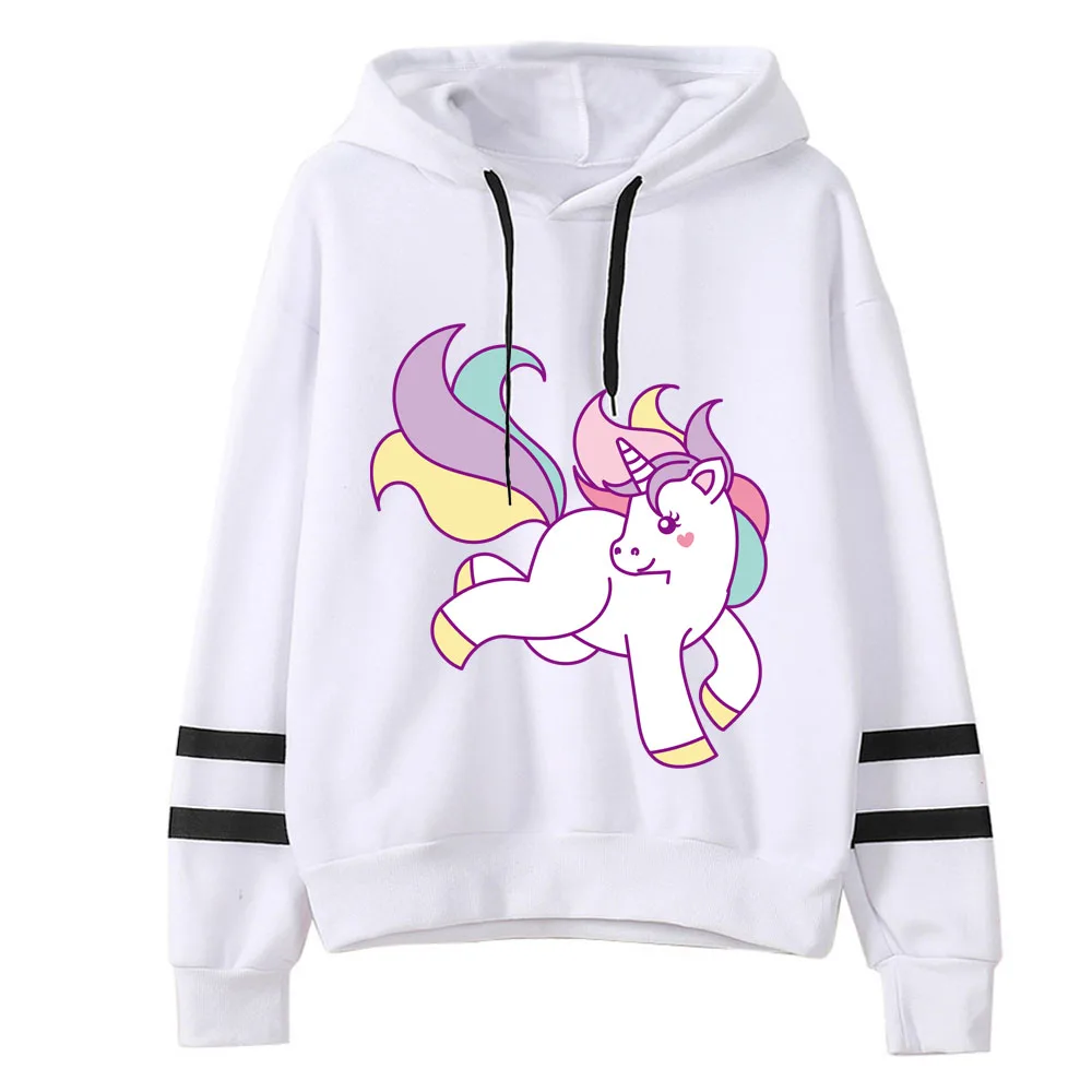 Женские толстовки с капюшоном и принтом единорога kawaii harajuku длинными рукавами