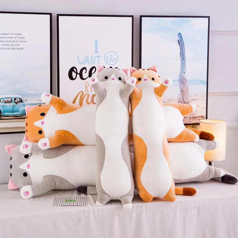 1 шт. Kawaii длинная кукла кошка мягкая подушка животные Подушка для сна плюшевые