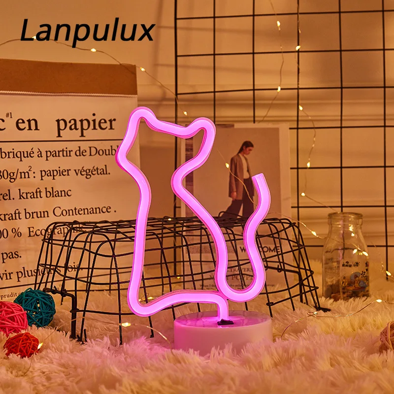 Lanpulux неоновый светодиодный ночник КИТ кролик Единорог красочный украшение из