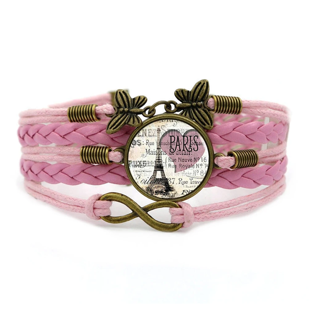 Эйфелева башня узор винтажный богемский Стиль Многослойные ручной вязки кожаный