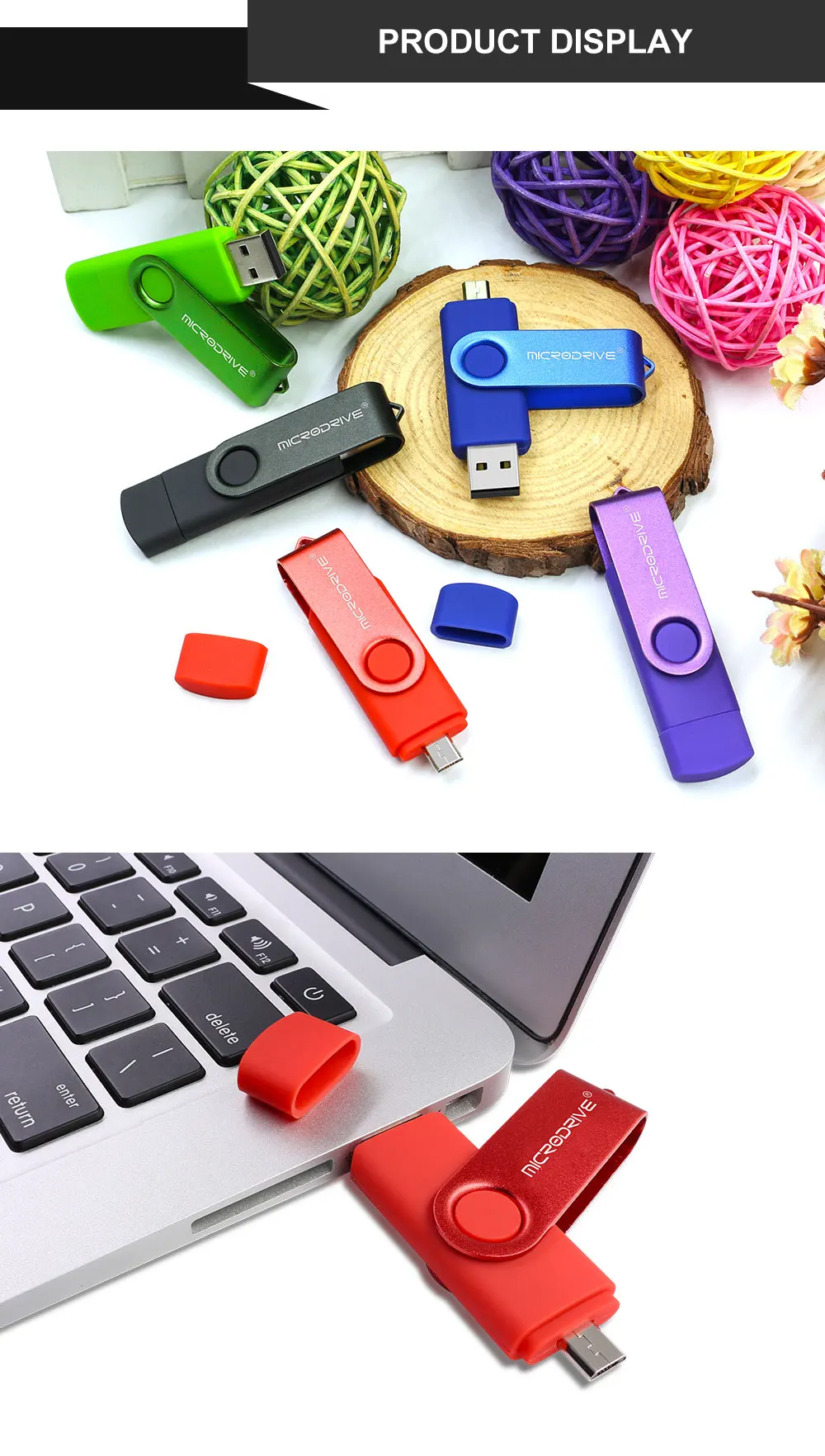OTG 2 in 1 USB flash drive pendrive 128GB 64GB USB 2.0 Memory stick 32GB 16GB Flash USB Disk 8GB 4GB pen drive for smartphone