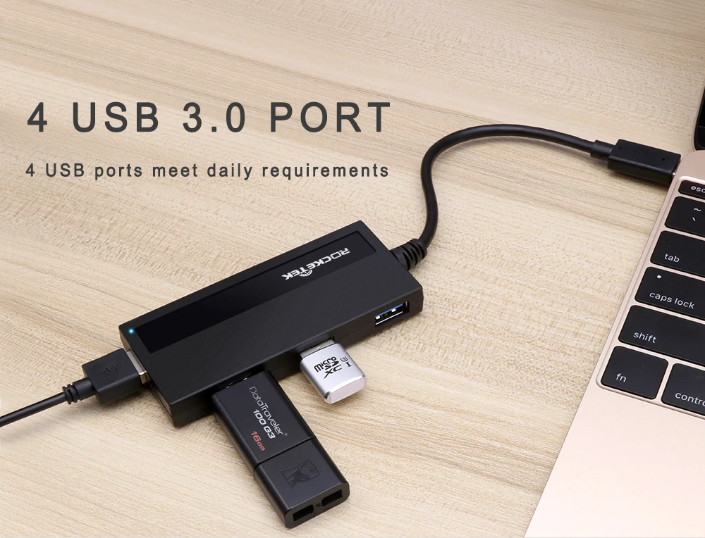 Rocketek мульти otg usb type c 3,0 концентратор 4 порта type-c адаптер usb-c разветвитель интерфейс питания для MacBook Air ПК Аксессуары для ноутбуков
