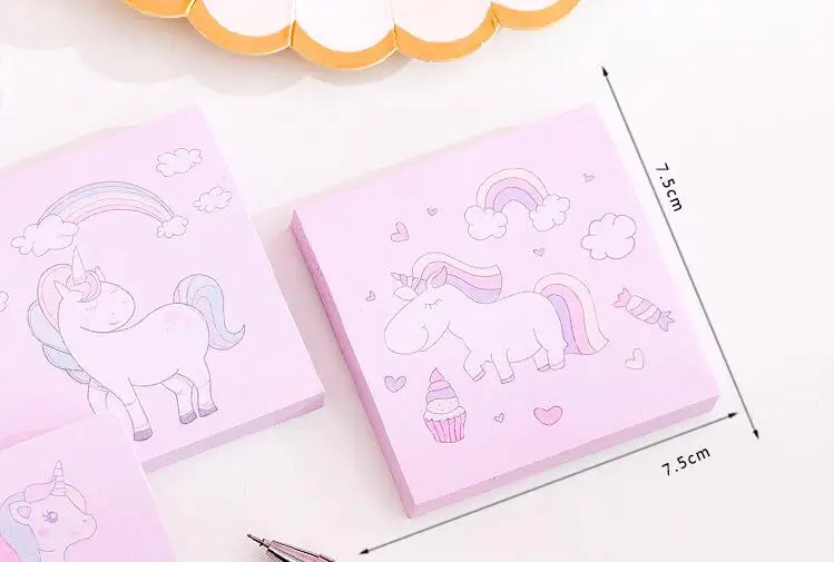 Kawaii Pink Unicorn Post His sticker Студенческая портативная записная книжка для офиса квадратное сообщение N Times стикер школьные принадлежности канцелярские принадлежности