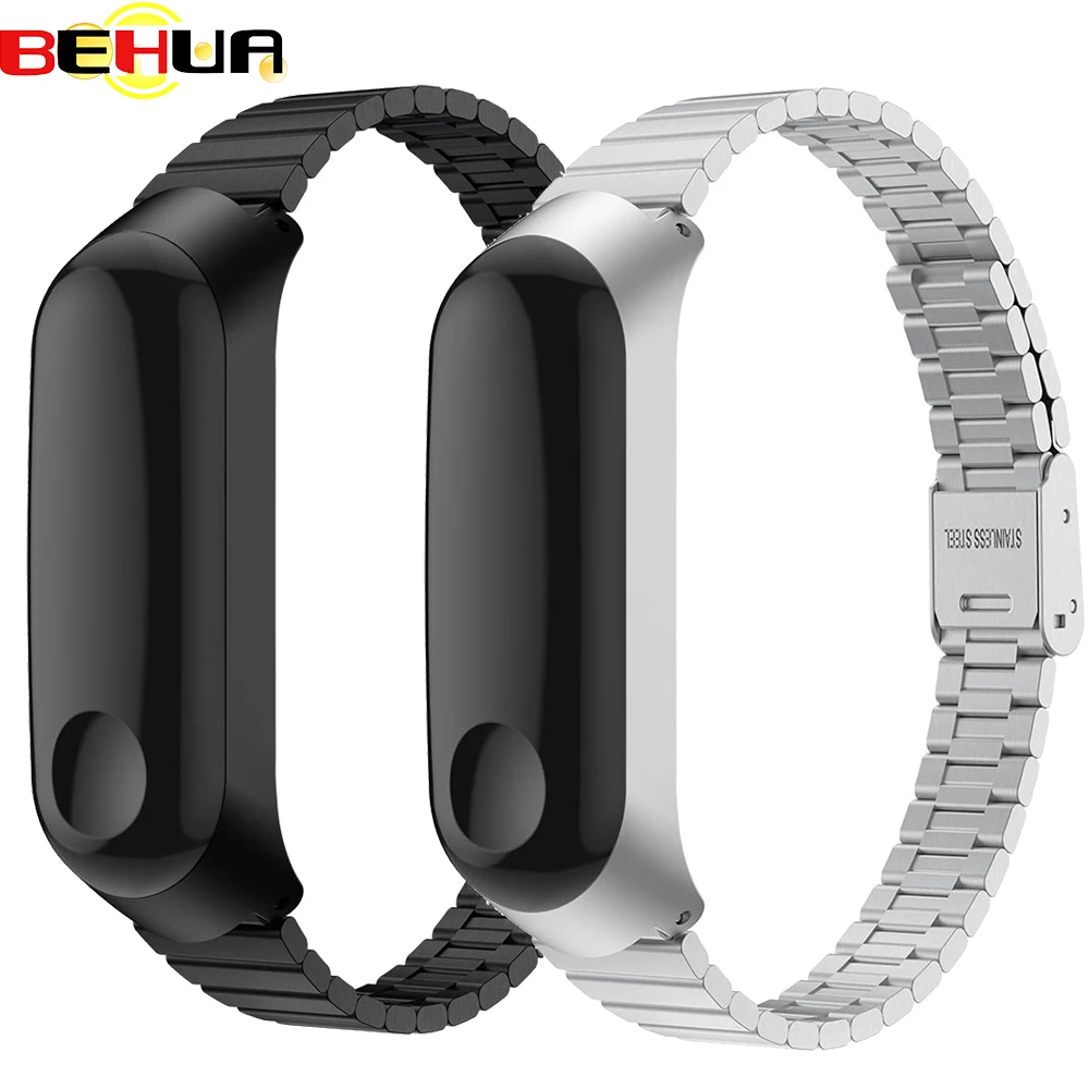 Ремешок из нержавеющей стали для xiaomi mi band 3 металлический ремешок для часов с чехлом умный Браслет miband 3 сменный ремешок для часов