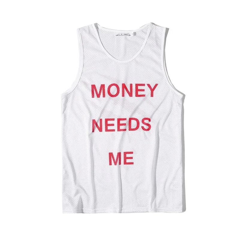 Мужская майка с круглым вырезом без рукавов в стиле хип хоп повседневная для