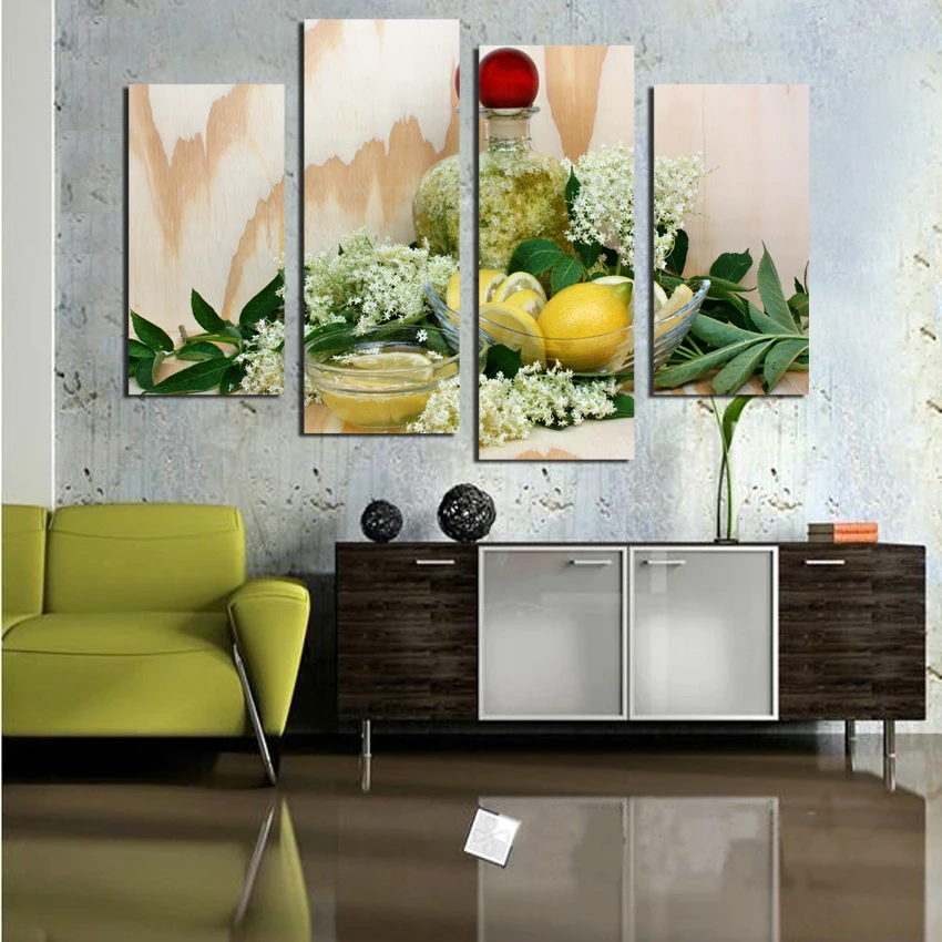 

Lemon juice flower leaves canvas painting modern wall paintings for kitchen wall home decor paint on canvas Unframed F18858