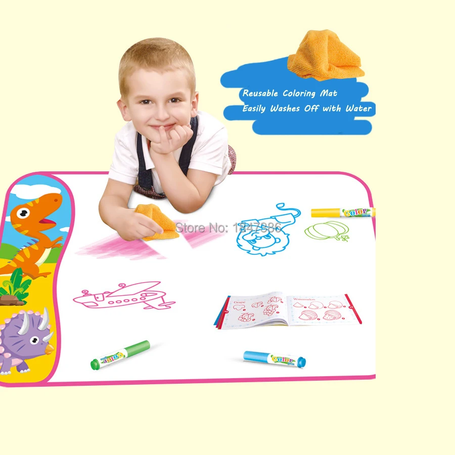 Цветной стираемый коврик 6 моющихся маркеров и детский многоразовый для