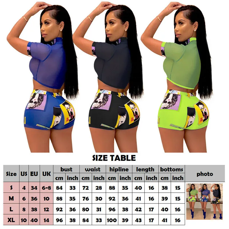 Комплект из двух предметов для женщин 2 Топ и шорты Bodycon наряды девочек Летний