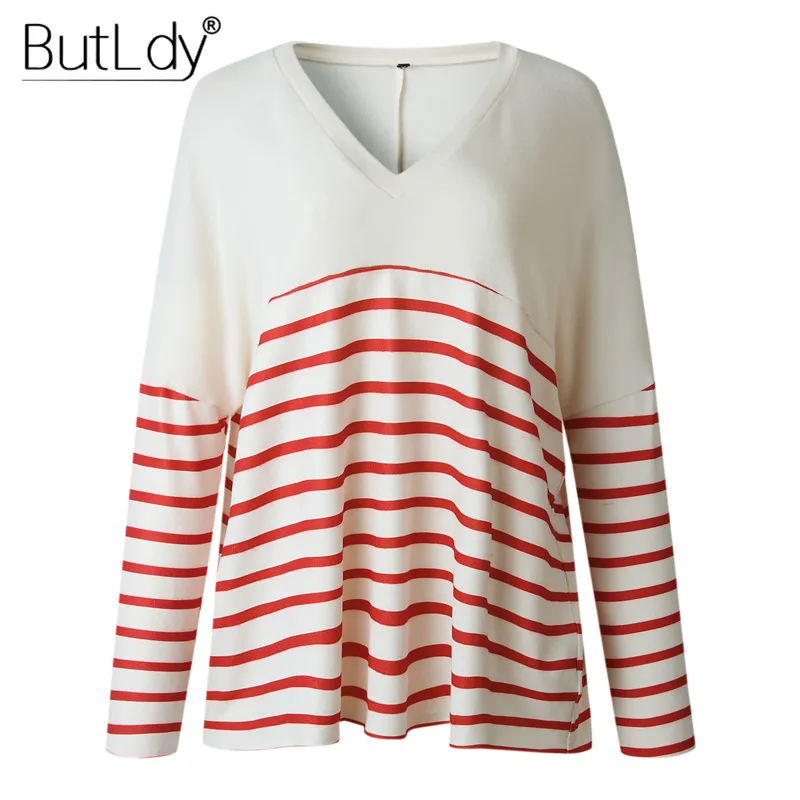 

Striped Patchwork Sweater Women Knitting Pullovers V Neck Oversized Sweater 2018 Winter Autumn Fashion Tops Jumpers Ladies
