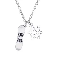 Родиевое покрытие Снежинка сноуборд ожерелье лыжные доски лыжник jewelry Сувенир Юбилей подарок для мужчины или женщины - Окраска металла: Родиевое покрытие