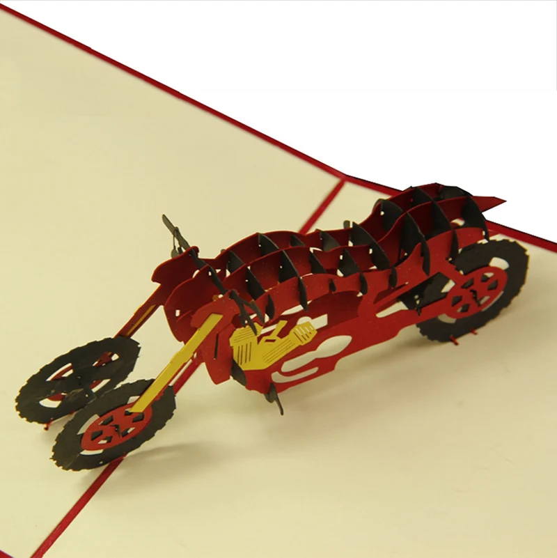 3D лазерная вырезка ручной работы резьба мотоцикл Фотокарта открытка на день