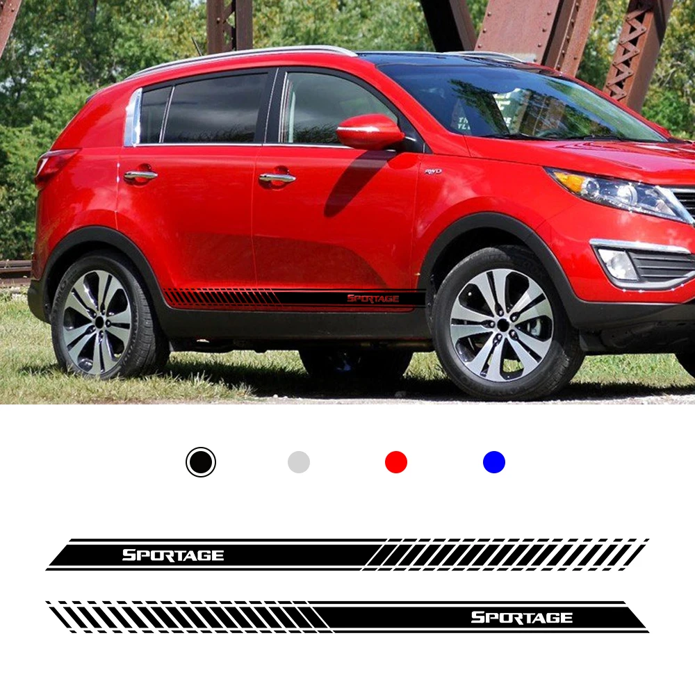 Для Kia Ceed Forte Soul Stonic Sportage Cerato Rio Sedan Niro автомобильные гоночные наклейки полосы обертывания тела графика автомобиля Стайлинг 1 пара