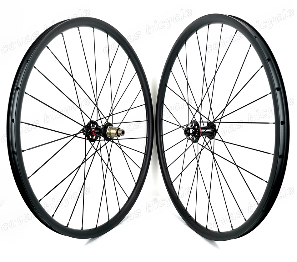 29ER Асимметричная 27 мм ширина 23 глубина MTB бескамерные Готовые углерода Колеса супер легкий горный велосипед XC hookless колесная