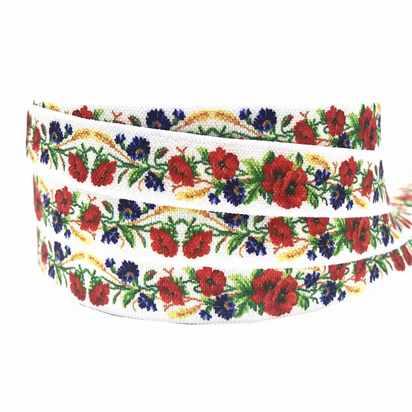 Повязка на голову с цветочным принтом 5 ярдов 16 мм|Резинки| |