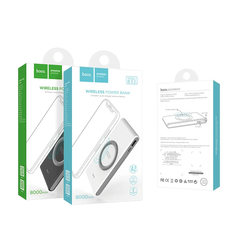 HOCO Qi Беспроводное зарядное устройство power Bank для iPhone X 8 Plus samsung S8 S7 Edge Беспроводная
