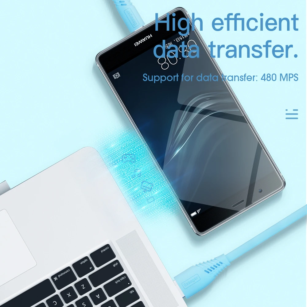 Кабель Essager USB Type C для быстрой зарядки телефонов Android 2.4A 0.3 2 м|Кабели мобильных