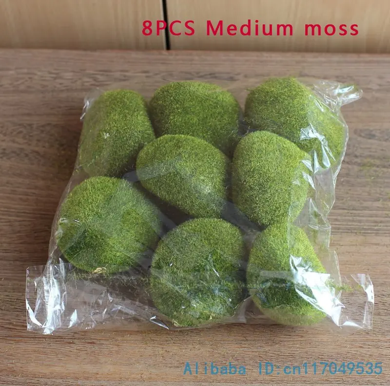 8PCS medium moss 1 упаковка Искусственный мох пенка, камень зеленый растение для украшения дома F340 - Цвет: 8PCS medium moss