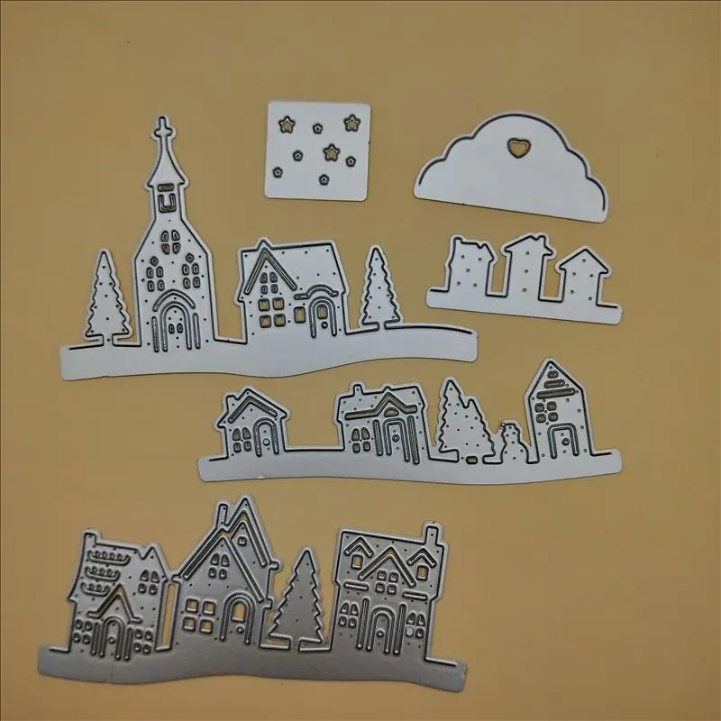 house metal cutting dies stencils scrapbooking cutting stencil craft dies hometown village building card making die cuts free global shipping