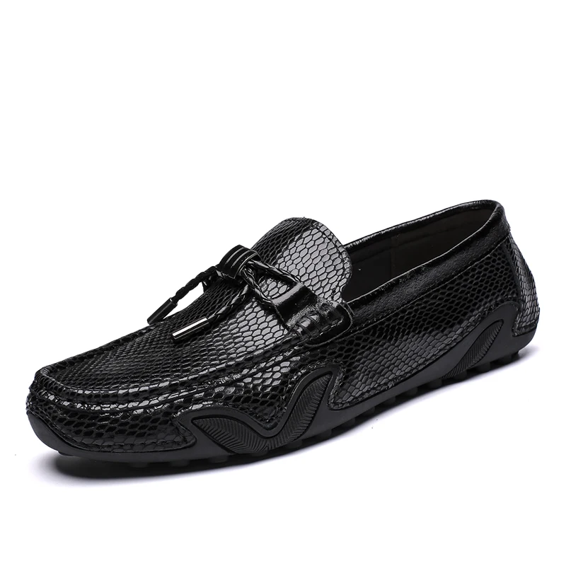 Black 6091 Мужская обувь; кроссовки; модная мужская обувь; мужские лоферы из натуральной кожи; цвет золотистый, Серебристый; Мужская обувь; повседневные Роскошные итальянские лоферы - Цвет: Black 6091