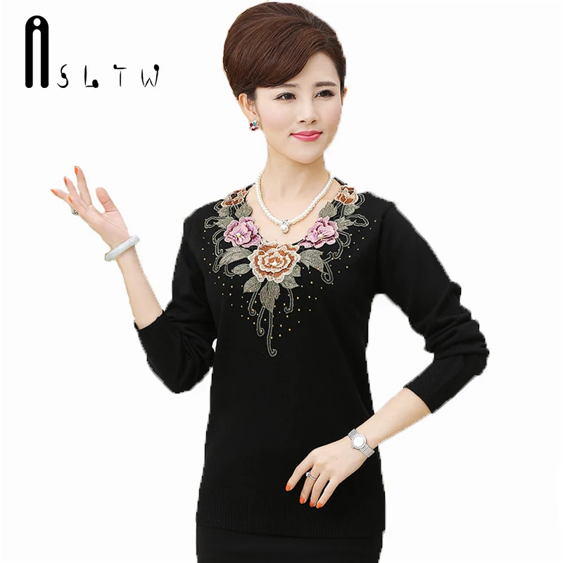 Женский свитер ASLTW Базовая рубашка с длинным рукавом и вышивкой весенний