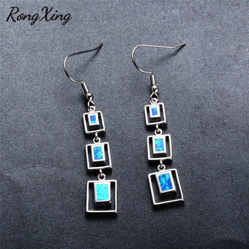 Женские серьги подвески с голубым/белым огненным опалом|long dangle earrings|long drop earringdangle