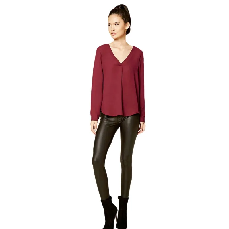 

Women V Neck Shirts Casual wild Long Sleeve Chiffon Tops V-Neck Office Style