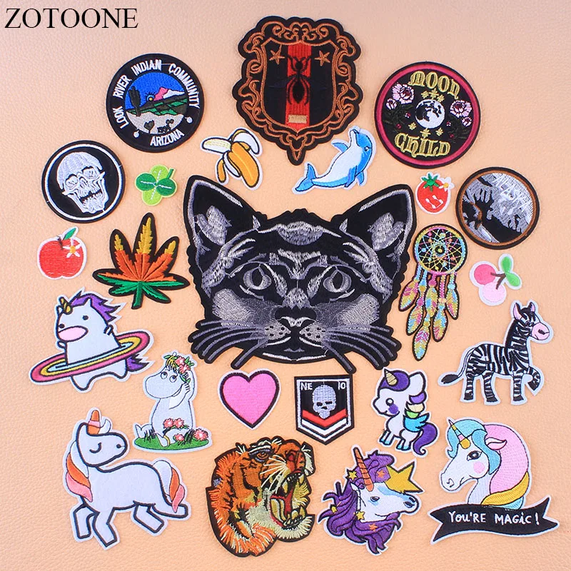 Нашивка ZOTOONE с мультяшным единорогом котом джинсовые нашивки утюгом для одежды