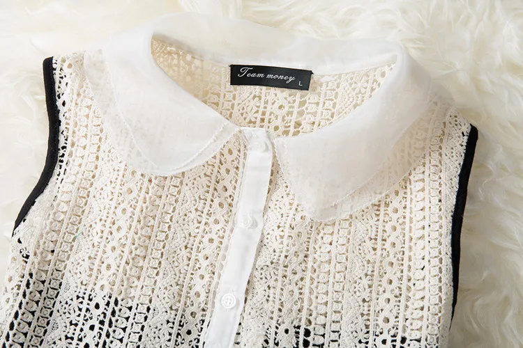 European and American women's spring summer lace doll collar Slim vest dress ladies. | Женская одежда